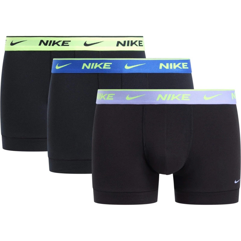 Image of Nike 3 Pack Everyday Cotton Trunks Mens Blu/Vlt/Gry WB male Medium