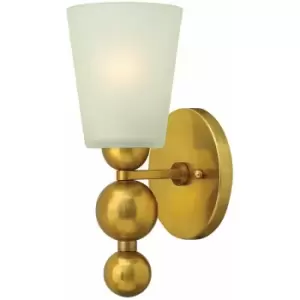 Image of Loops - Wall Light Tapered Etched Glass Shade Brass Spheres Vintage Brass LED E27 60W