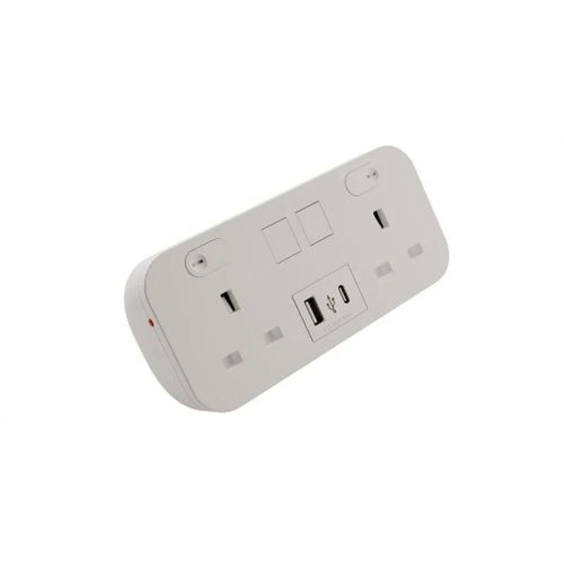 Image of POWERDATA ICON White DESKTOP 2X POWER - DUAL USB A&amp;C
