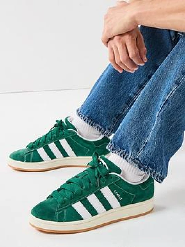 Image of Adidas Kids Campus 00s Trainers Dark Green White Off White, 5