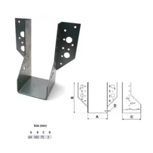 Image of Jiffy Timber Joist Hangers Decking Lofts Roofing Zinc Packs - Size 64x150x75x2mm - Pack of 5