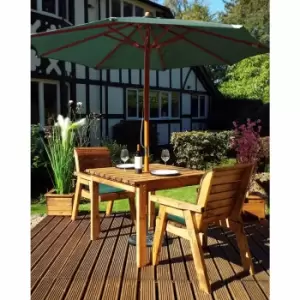 Image of Charles Taylor Two Seater Square Table Set and Parasol, Green