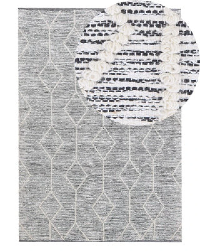 Image of Beliani Rug Edremit Grey 140 X 200 Cm Cotton