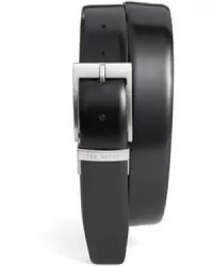 Image of Ted Baker Mens Bilding Branded Leather Belt - Black - W30