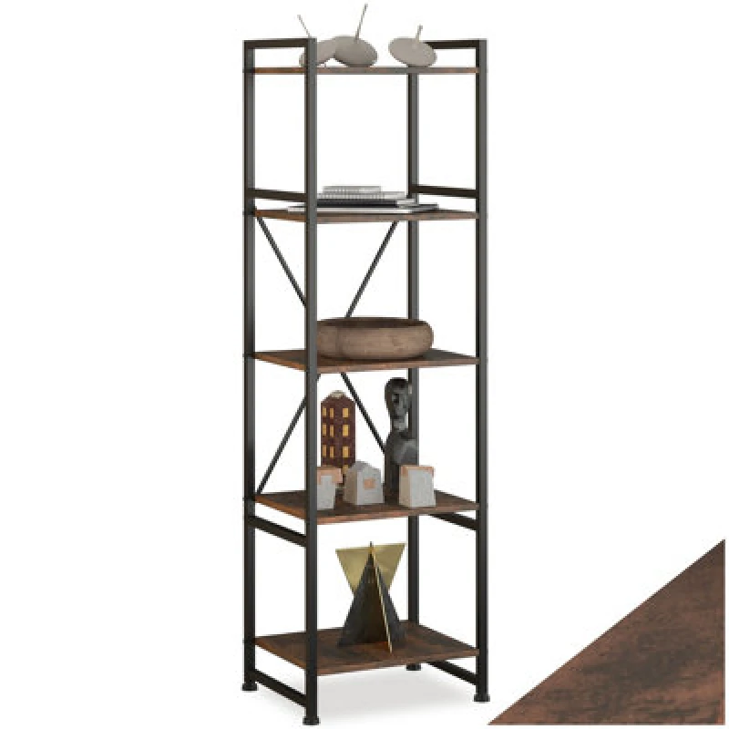 Image of Tectake Bookcase Manchester - 5 Shelves - Industrial Wood Dark, Rustic