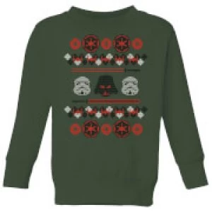 Image of Star Wars Empire Knit Kids Christmas Sweatshirt - Forest Green - 3-4 Years