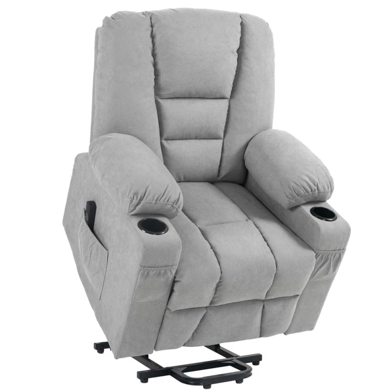 Image of HOMCOM Riser and Recliner Chair w/ Remote - Lift Chair for Elderly - Light Grey - Light Grey TJ Hughes 5056725508128