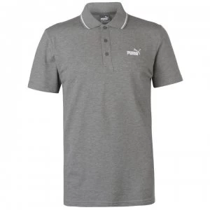 Image of Puma No 1 Logo Pique Polo Shirt Mens - Grey/White