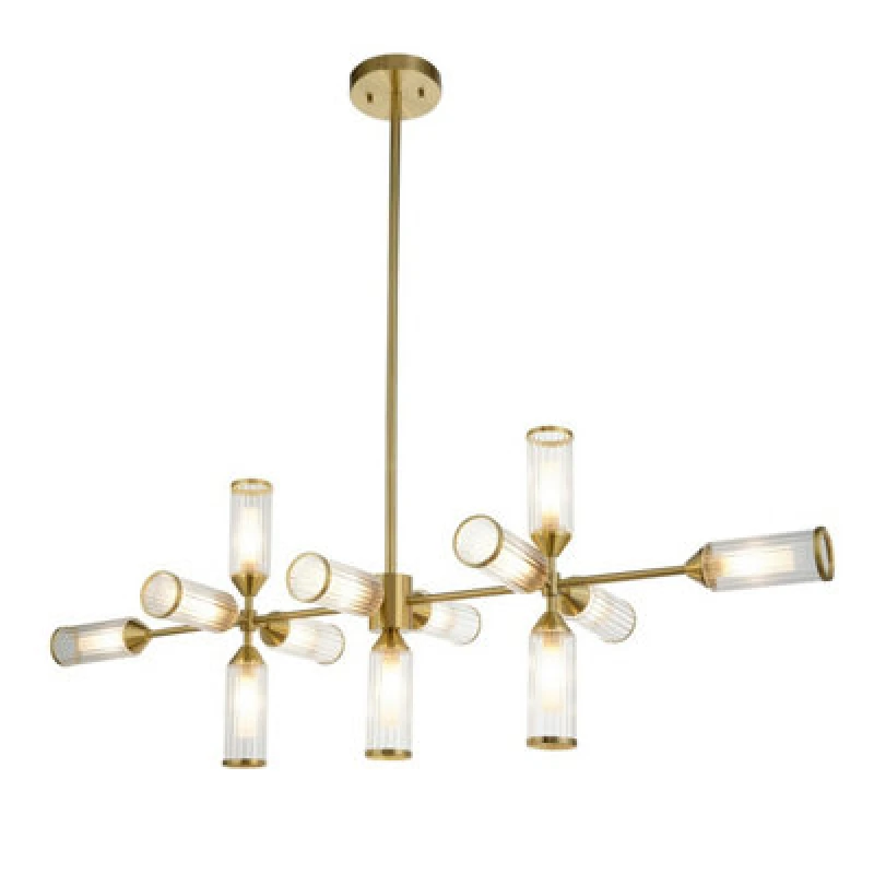 Image of Trieste Bar Pendant Ceiling Light Satin Brass Plate, Clear, Frosted Glass