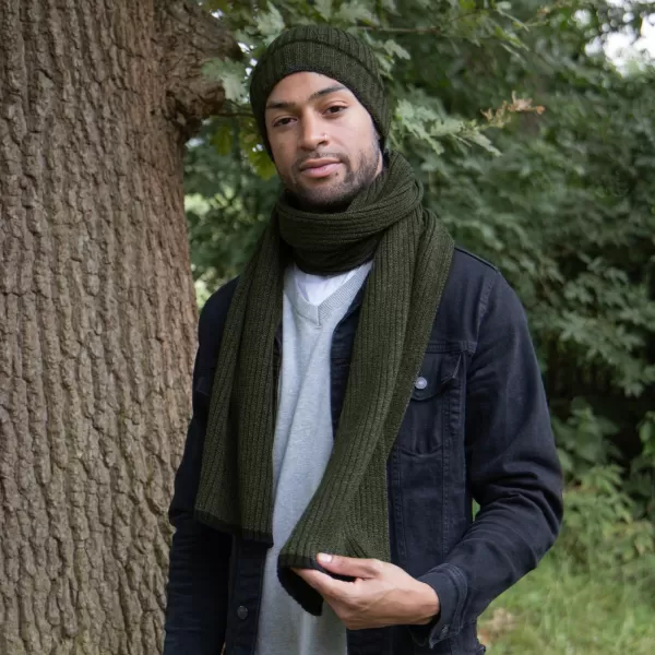 Image of totes Khaki Hat and Scarf Set Khaki (Green)