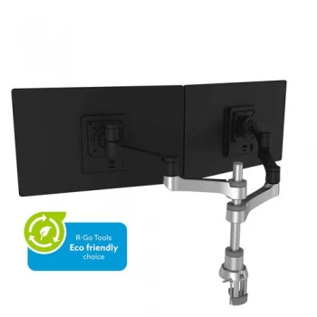Image of R-Go Tools R-Go Zepher 4 C2 Circular Dual Monitor Arm Desk Mount Adjustable 0-8 kg Black-Silver Low Carbon Footprint