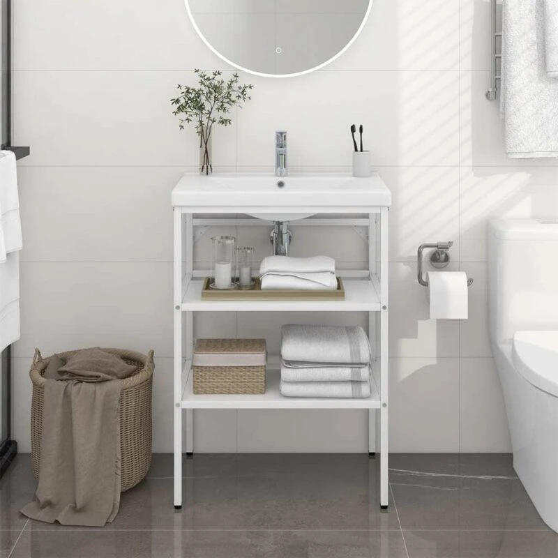 Image of VIDAXL Bathroom Washbasin Frame White 59x38x83cm Iron Vidaxl 8720286667576