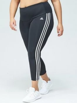 Image of Adidas 3 Stripe 7/8 Leggings (Plus Size) - Black/White
