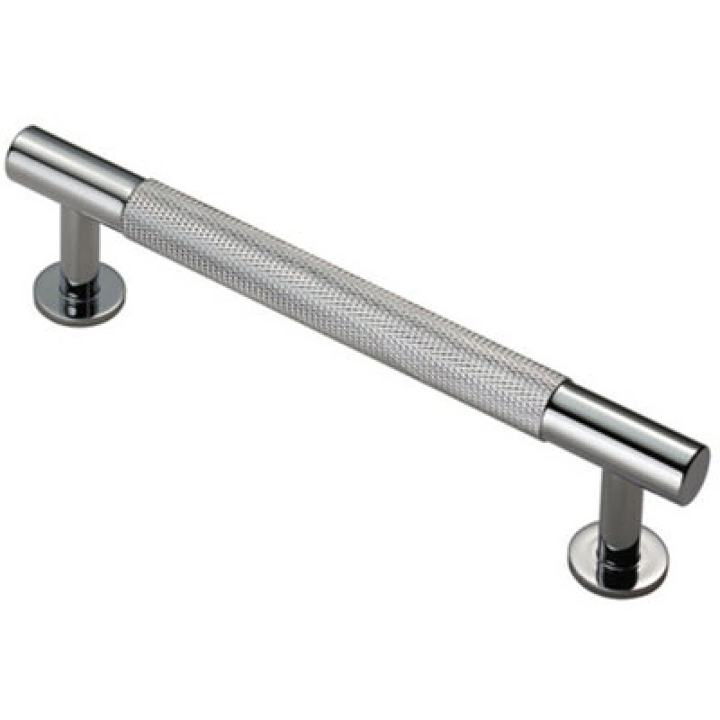 Image of Loops Knurled Bar Door Pull Handle 158 x 13mm 128mm Fixing Centres Chrome Multi unisex