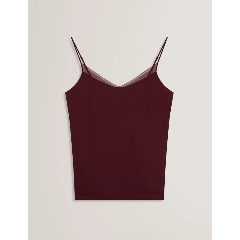 Image of Ted Baker Womens Chiffon Woven Cami Vest Oxblood female 8 (XS)