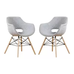 Image of Set of 1/2/4/6 Olivia Eiffel Fabric Armchair Dining Tub Chair Set of 2 - Light Grey - Light Grey