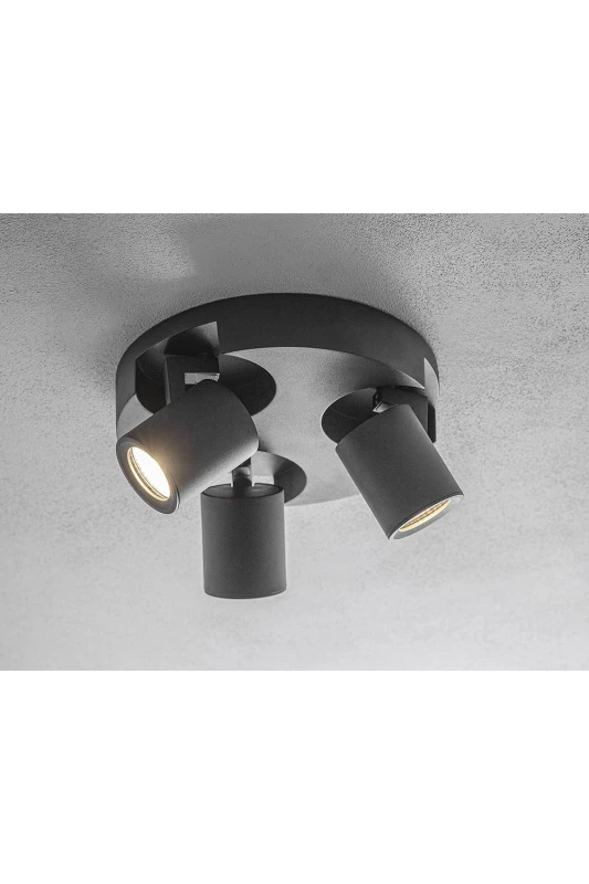 Image of CGC Lighting 'Carla' Triple Black Modern Cylinder Ceiling Spotlights Black