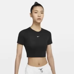 Image of Nike Nsw Essntial Slim Crop T-Shirt Womens, Black/White, Female, T-Shirts, DD1328-010