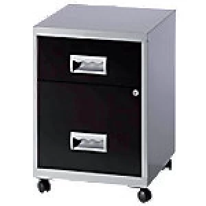 Image of Pierre Henry Mobile Filing Cabinet Combi Silver, Black 410 x 410 x 530 mm