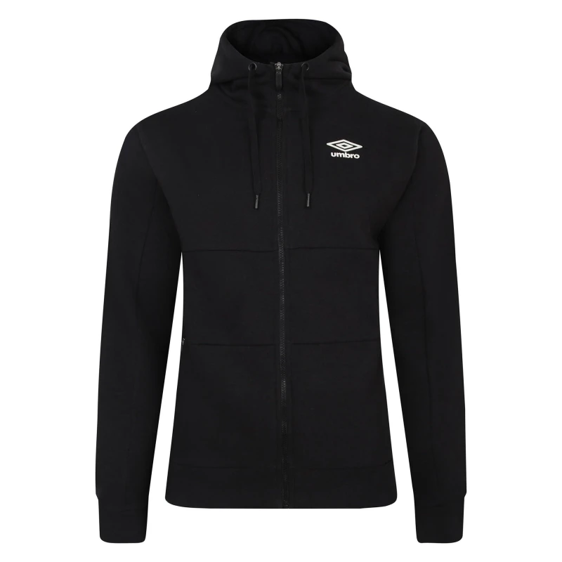Image of Umbro Mens Fleece Full-Zip Knitted Hoodie Black male Small