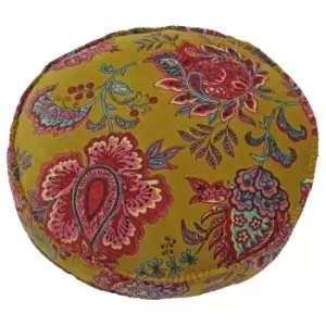 Image of Malisa Paisley Round Cushion Lemon Curry