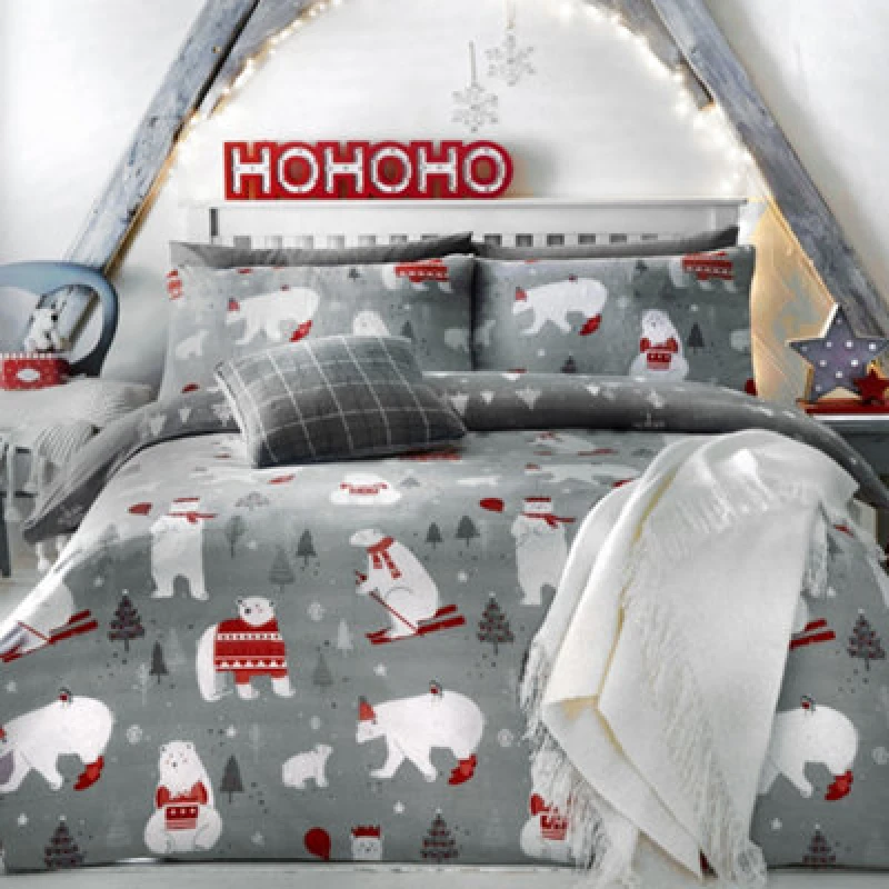 Image of Bedlam Polar Bears Easy Care Duvet Cover Set Duvet Cover Sets Single Silver 84060811010