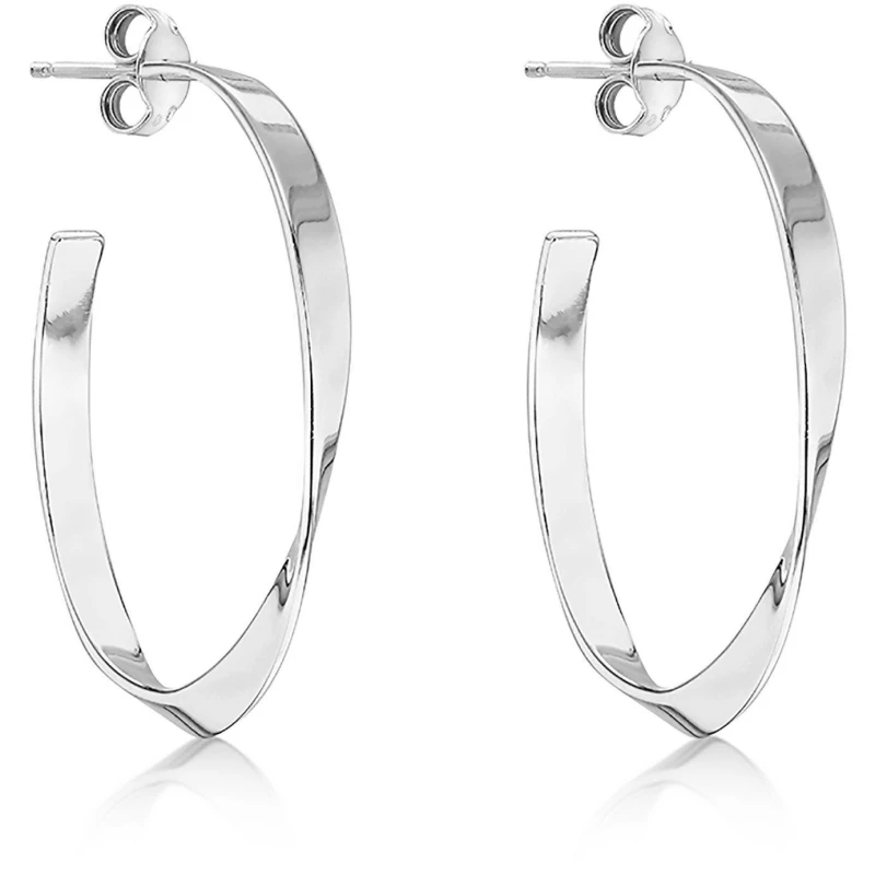 Image of Be You Sterling Silver Twist Hoops Silver female One Size