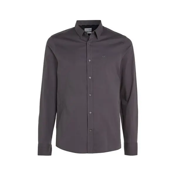 Image of Calvin Klein Poplin Stretch Slim Shirt - Grey XL