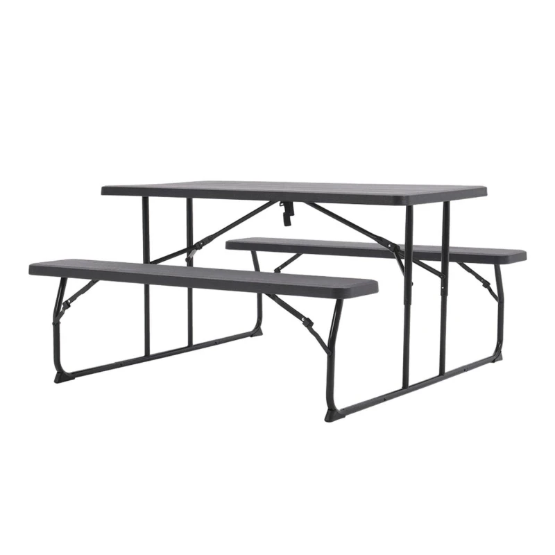 Image of Breeins 73x151x136cm Foldable Picnic Table and Bench Set Black unisex One size