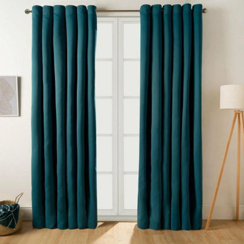 Image of OHS OHS Pair of Thermal Ready Made Eyelet Blackout Curtains in Teal Size: 168cm width x 183cm drop Teal 168cm width x 183cm drop Unisex 502743420710