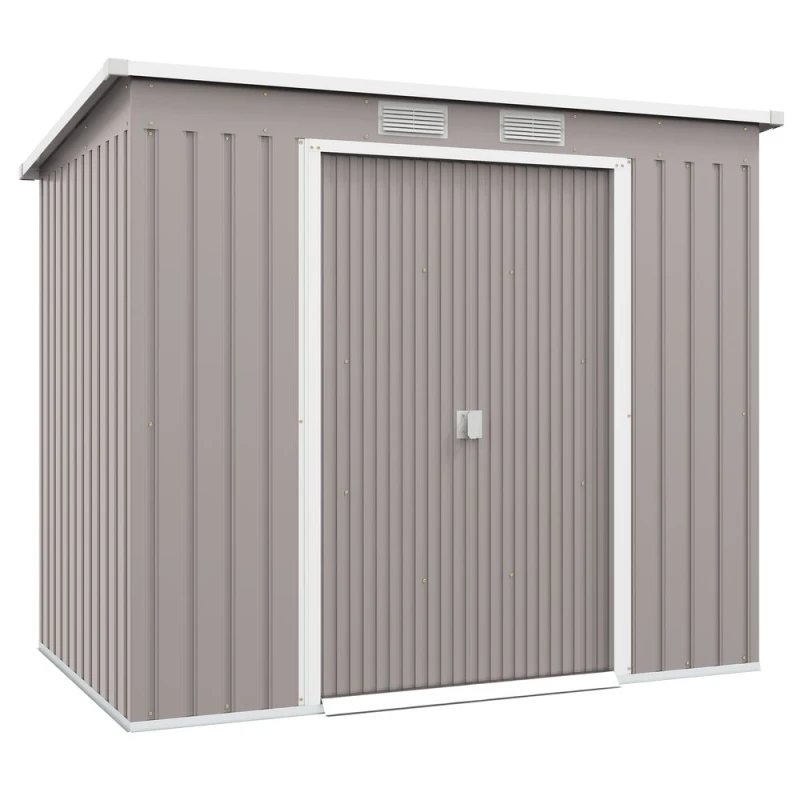 Image of Outsunny 7x4ft Metal Garden Storage Shed w/ Double Door Grey 845-390V00LG