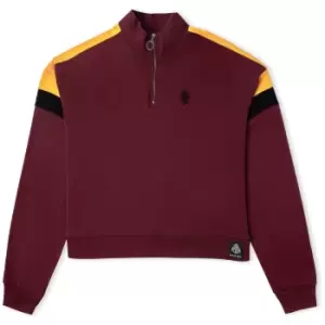 Image of Gryffindor House Womens Funnel Neck Cropped Sweater - Burgundy - M