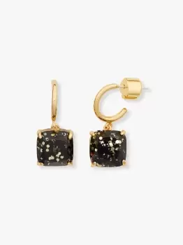 Image of Kate Spade Mini Square Huggies, Black Glitter, One Size
