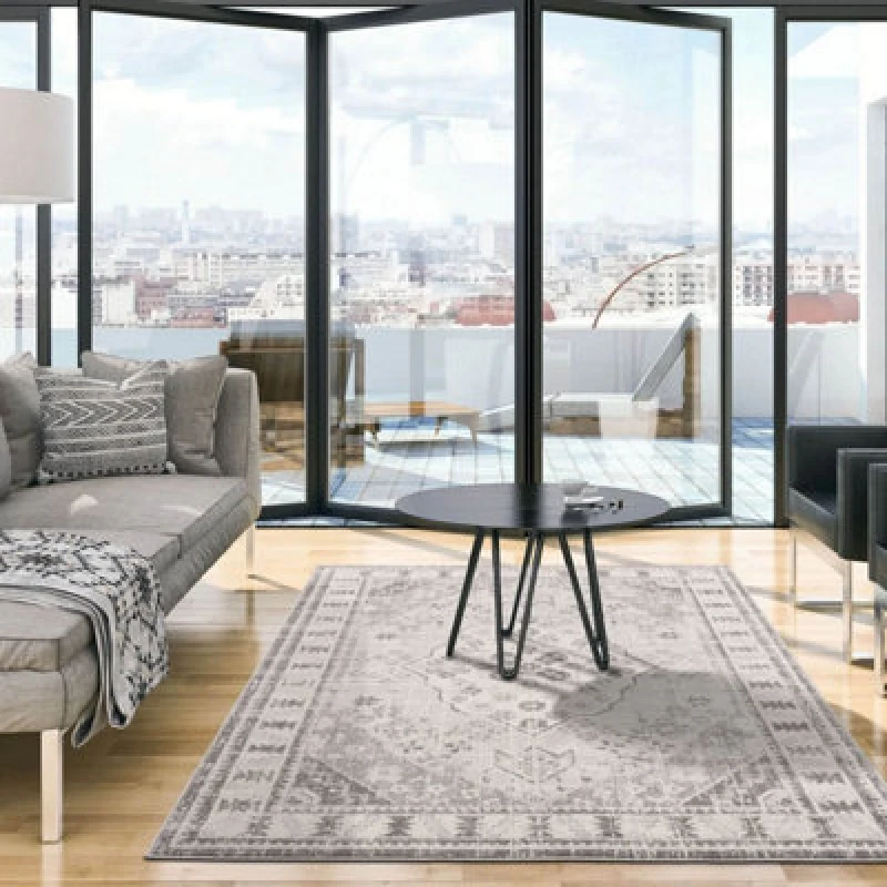 Image of The Rugs Montana Grey Oriental Area Rug And Runner Soft Durable Pet Friendly Easy To Clean Living Room Bedroom 3920G