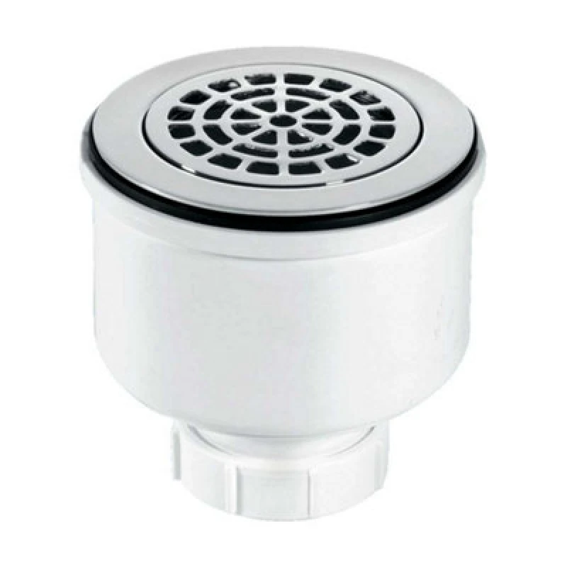 Image of McAlpine ST90CPB-P-V 90mm x 50mm Water Seal Shower Trap with 2" Universal Vertical Outlet with removable 110mm Flange. White