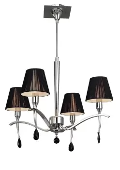 Image of Siena Ceiling Pendant Round 4 Light E14, Polished Chrome with Black Shades And Black Crystal