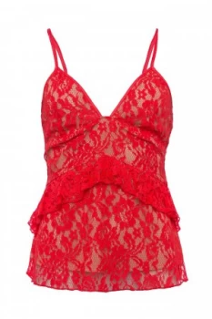 Image of French Connection Delos Lucky Layer Lace Strappy Top Red