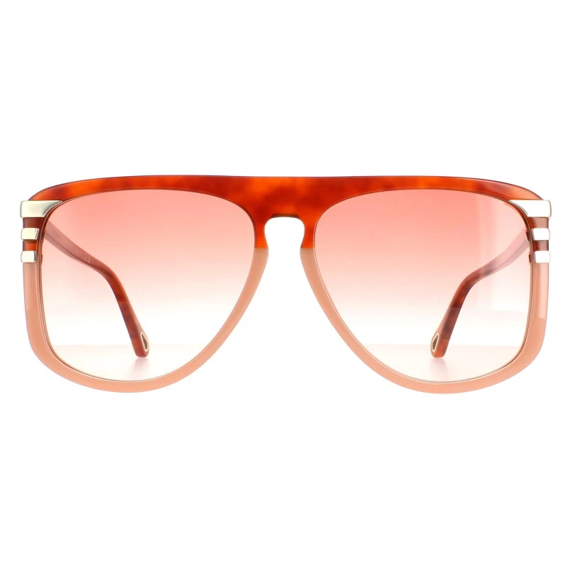 Image of Chloe Aviator Shiny Blonde Havana Orange Gradient CH0104S Brown female