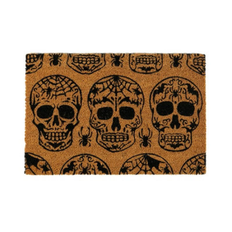 Image of Nicola Spring Halloween Coir Door Mat Day Of The Dead 60 X 40Cm Natural Coir Non-Slip Pvc Backing Spooky Seasonal Entrance Doormat