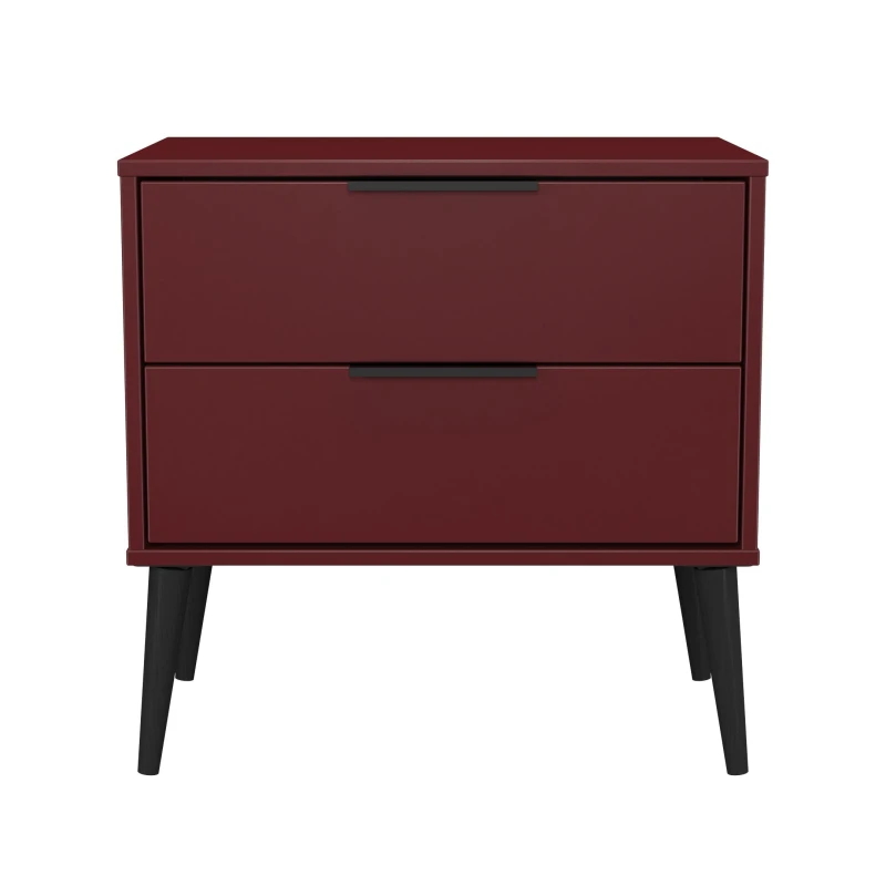 Image of Ready Assembled 2 U Fuji 2 Drawer Side Table (Ready Assembled) in Dark Red Dark Red Unisex