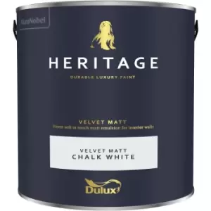 Image of Dulux Heritage Velvet Matt Chalk White Matt Emulsion Paint 2.5L
