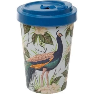 Image of Peacock Reusable Screw Top Bamboo Composite Travel Mug