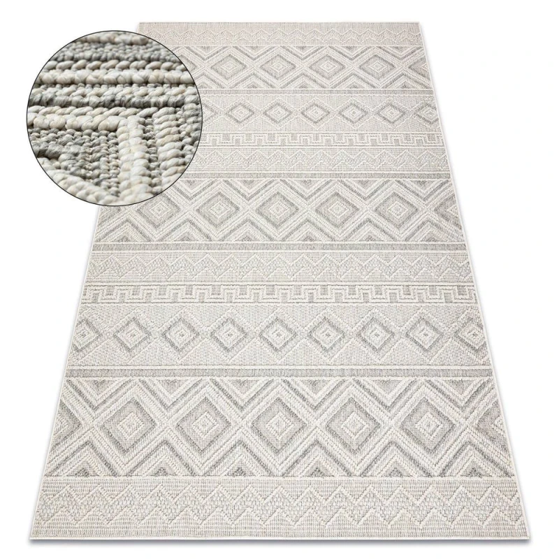Image of RugsX Carpet Jersey 19234 Grey - Rhombuses, Structural, Loop Boho 80X150 Cm