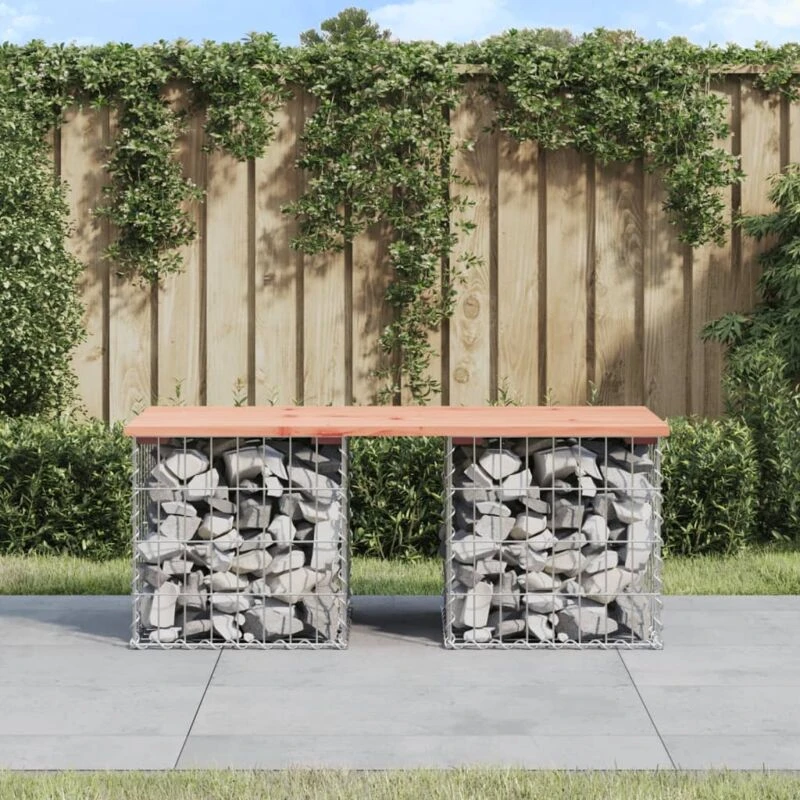 Image of vidaXL Garden Bench Gabion Design 103x44x42cm Solid Wood Douglas, Brown 834339