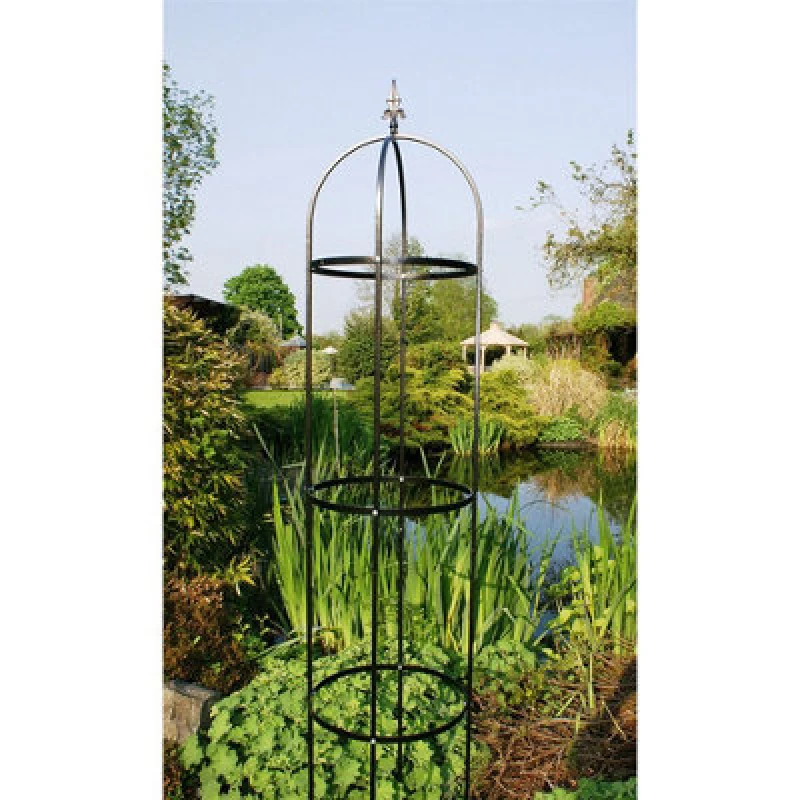 Image of Poppy Forge 8ft Traditional Tower, Garden Obelisk, Plant Support - Solid Steel - L46 X W45.7 X H243.8cm - Black