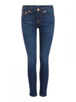 Image of True Religion Halle Mid Rise Super Skinny Jeans Denim Dark Wash