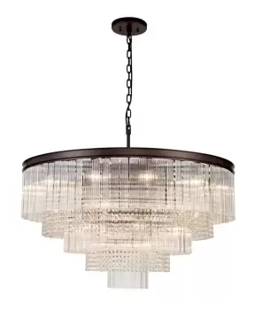 Image of Large 3 Tier Round Pendant, 27 Light E14, Brown Oxide, Item Weight: 28.6kg