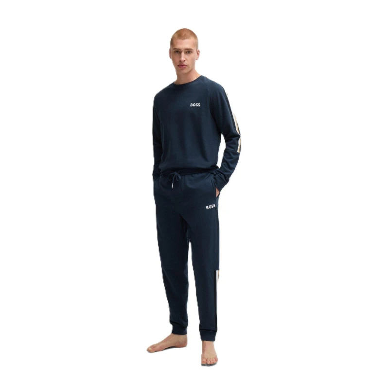 Image of Boss Mens Iconic Pull Over Hoodie Dark Blue male M