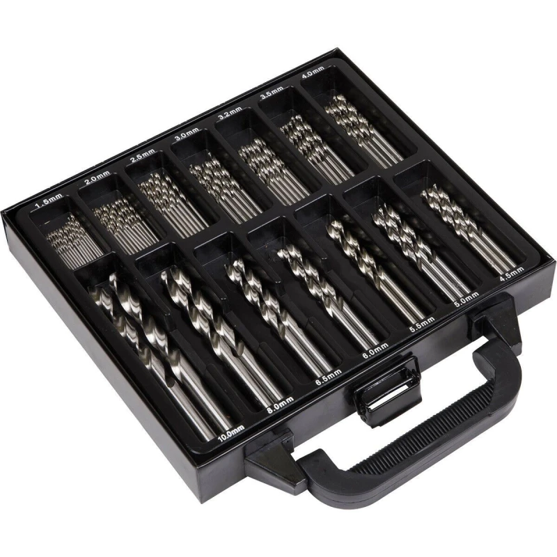 Image of Loops 99 Piece Fully Ground HSS Drill Bit Assortment - Split Point Self Centring Tips Multi