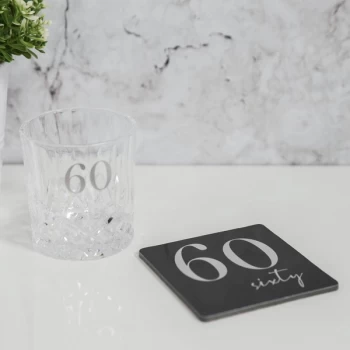 Image of Milestones Cut Glass Whisky Tumbler & Coaster - 60